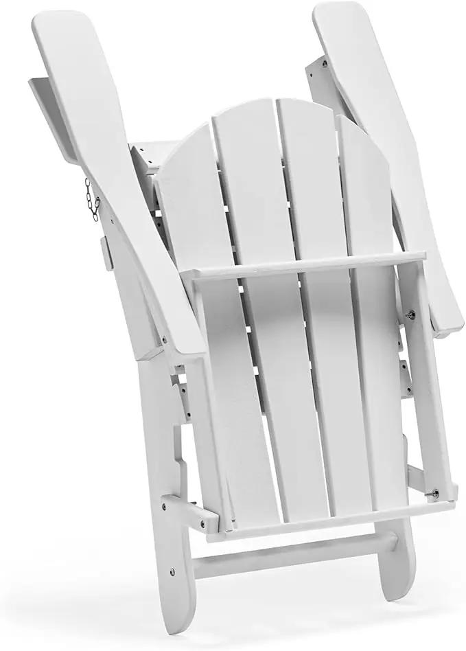 WO Home Furniture Adirondack Chairs Table Set of 3 PCS Outdoor Folding Chairs Side End Table Weather/UV Resistant for Lawn, Garden, Bon Fire, Balcony (White) by GreenHaven Gardens