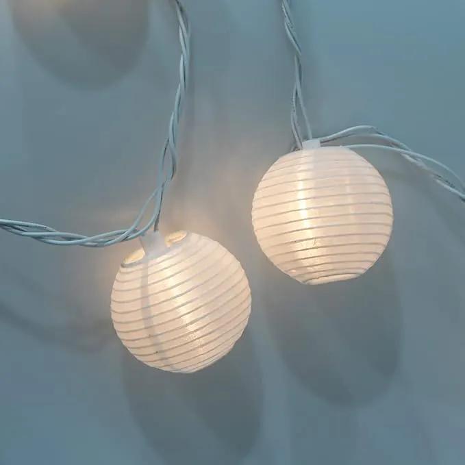Lantern String Lights, 8.5 Ft Indoor Decor Light with 10 Waterproof Nylon Lantern, 8" Spacing Hanging Globe Light Set UL Certified Plug-in Connectable Decorative Lights for Indoor & Outdoor (White) by GreenHaven Gardens