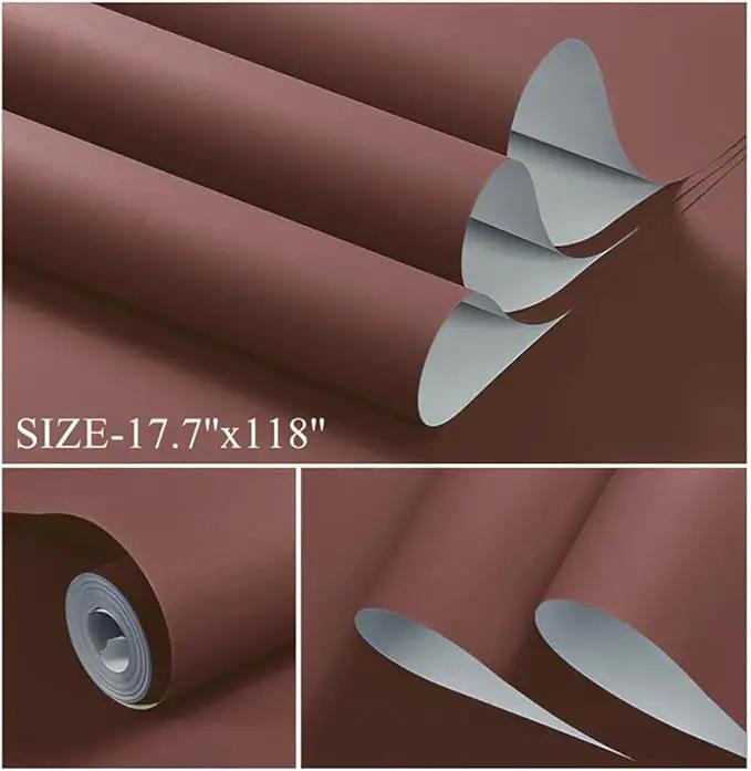 Dimoon 118''x17.7'' Red Peel and Stick Wallpaper Contact Paper Modern Self Adhesive Wall Paper Removable Renter Friendly Textured Solid Color Shelf Cabinet Vinyl Roll (118''x17.7'',Bordeaux Red) by GreenHaven Gardens