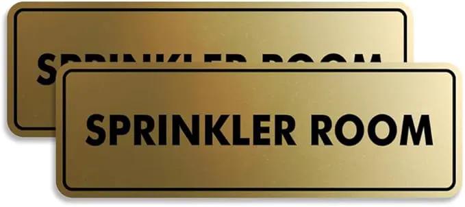 Signs ByLITA Standard Sprinkler Room Sign (Brushed Gold) - Small 2 Pack by GreenHaven Gardens