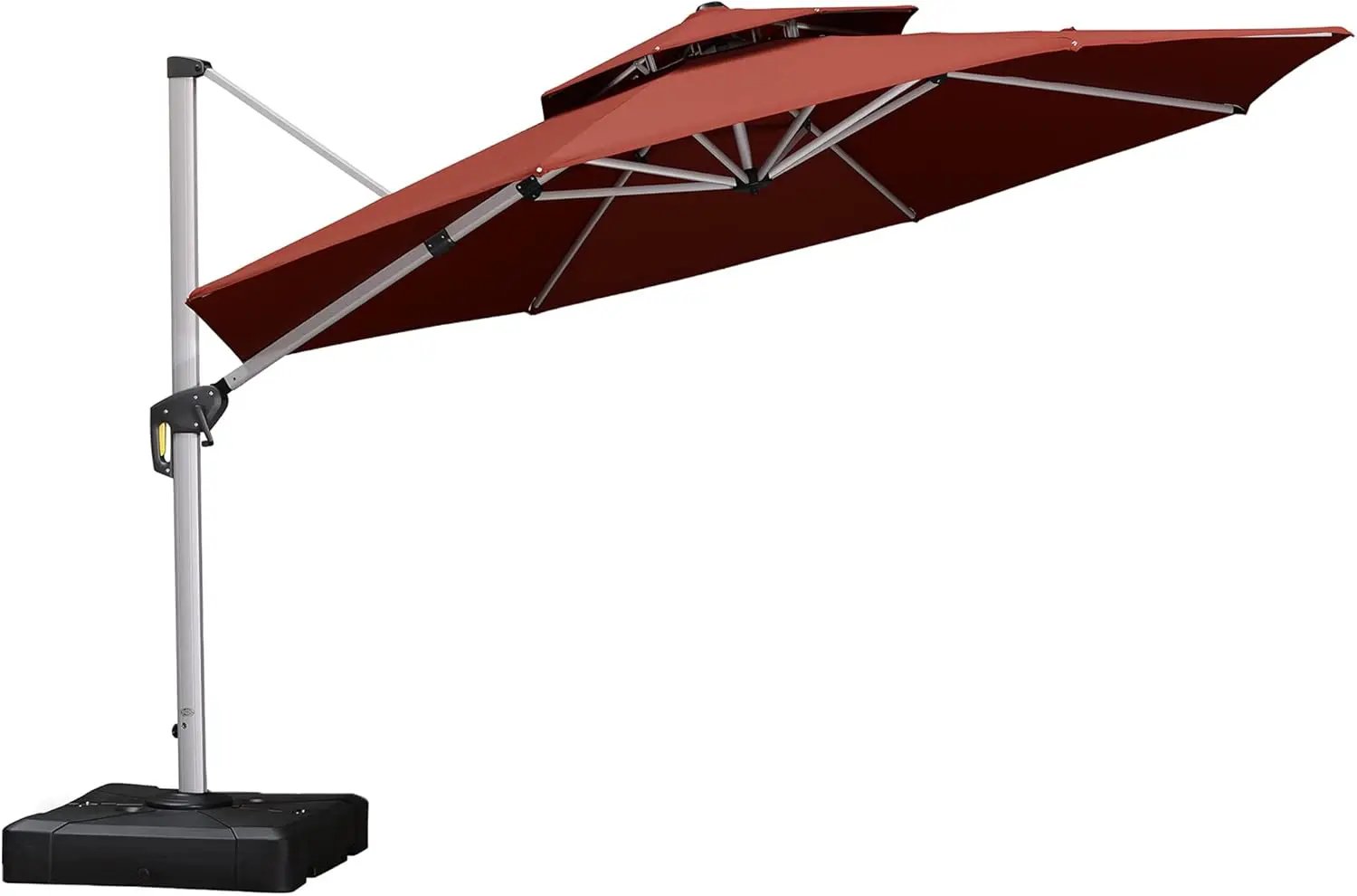 PURPLE LEAF 12 Feet Double Top Round Deluxe Patio Umbrella Offset Hanging Umbrella Outdoor Market Umbrella Garden Umbrella, Brick Red by GreenHaven Gardens