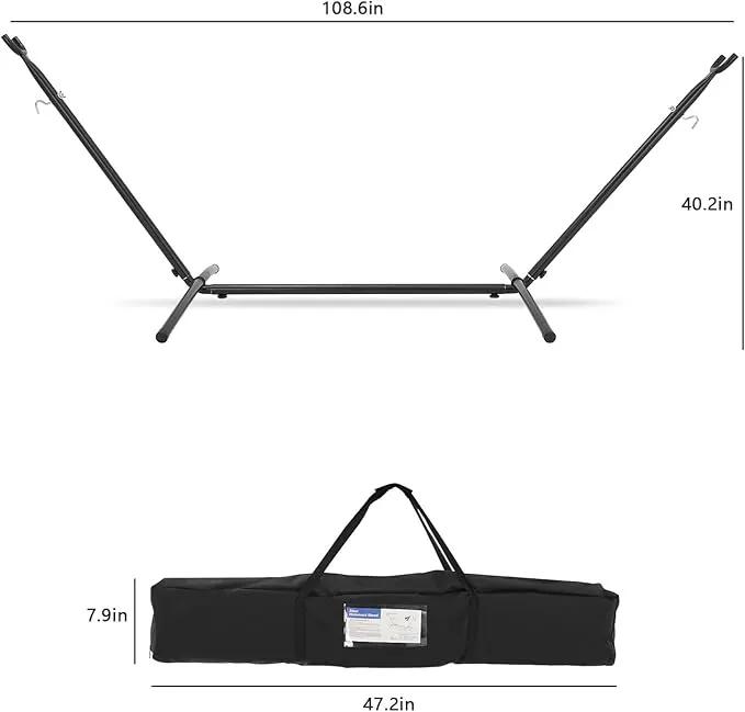 Double Hammock with Stand Included 450lb Capacity Space Saving Steel Stand,Premium Carry Bag Included,Suit for Outside,Indoor,Yard,Camping(Coffee). by GreenHaven Gardens