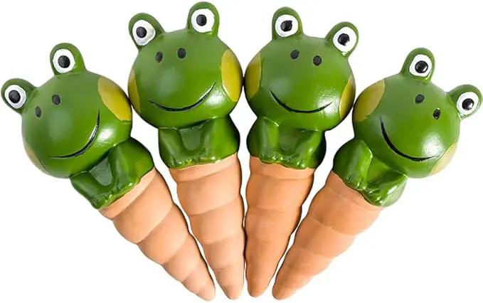Kaxich Terracotta Plant Self Watering Spikes, 4 Pack Plant Watering Globes Frogs Styles Decorative Self Plant Watering Stakes Vacation Plant Watering Bulbs for Indoor Outdoor Plants by GreenHaven Gardens