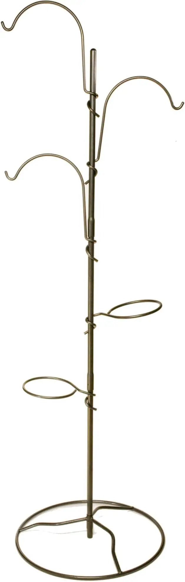 Yard Butler YT-5 Yard Tree Hanging Garden - Three Shepherd Hooks for Outdoor or Indoor Plant Hanging - Two Circular Holders for Plant Pots - Heavy Duty Anti-Tip Base and Steel Center Pole, Black, (IYT5) by GreenHaven Gardens