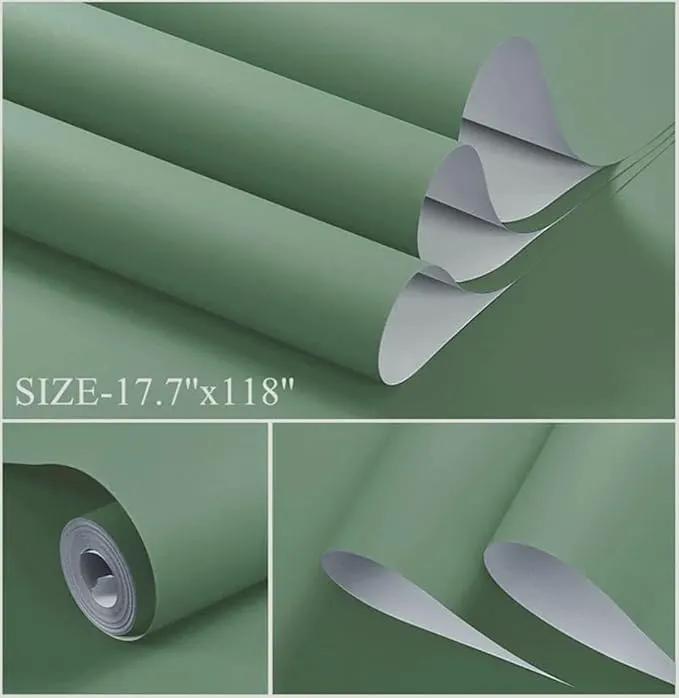 Dimoon 236''x17.7'' Green Peel and Stick Wallpaper Contact Paper Modern Self Adhesive Wall Paper Removable Renter Friendly Textured Solid Color Shelf Cabinet Vinyl Roll (236''x17.7'',Spring Green) by GreenHaven Gardens
