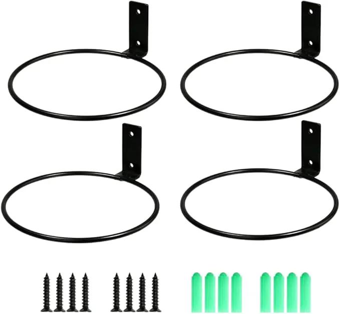 4 Pack 8in Flower Pot Holder Ring Wall Mounted Metal Planter Hooks Hangers Wall Bracket Wall Planter Hook (4, 8") by GreenHaven Gardens