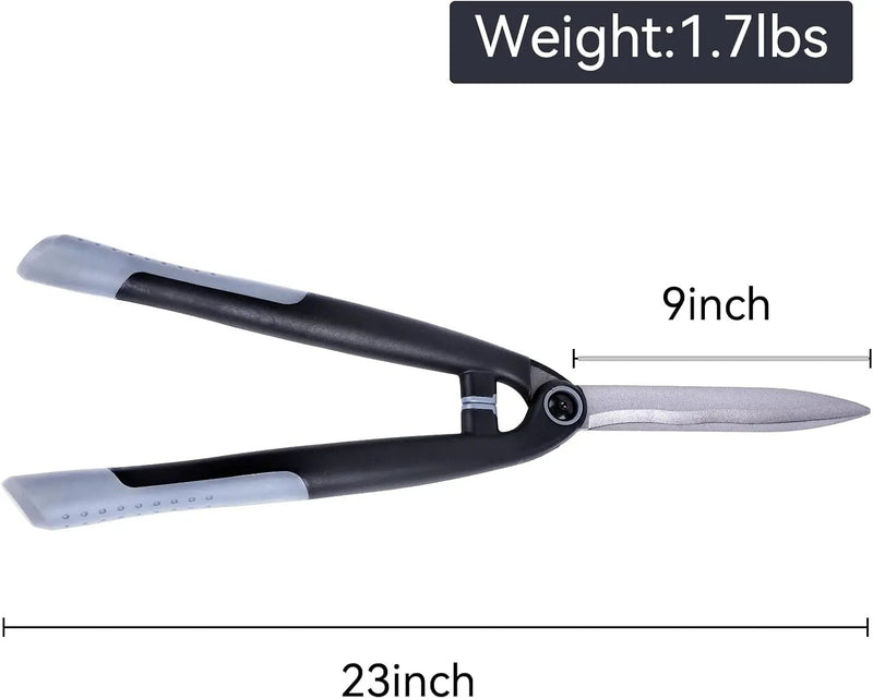 Garden Hedge Shears for Trimming and Shaping Shrubs with SK5 High Carbon Steel Non-Stick Blades, Shock-Absorbing Bumpers & Lightweight Handles by GreenHaven Gardens