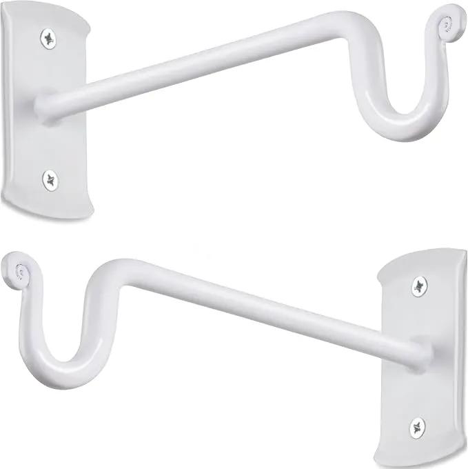 RTZEN Plant Hangers Outdoor or Indoor - Wrought Iron Metal Hanger Indoor Hook - Heavy Duty Wall Bracket Hooks for Hanging Plants Baskets Lanterns Wind Chimes - 2 Pack (White Shepherds Hooks) by GreenHaven Gardens