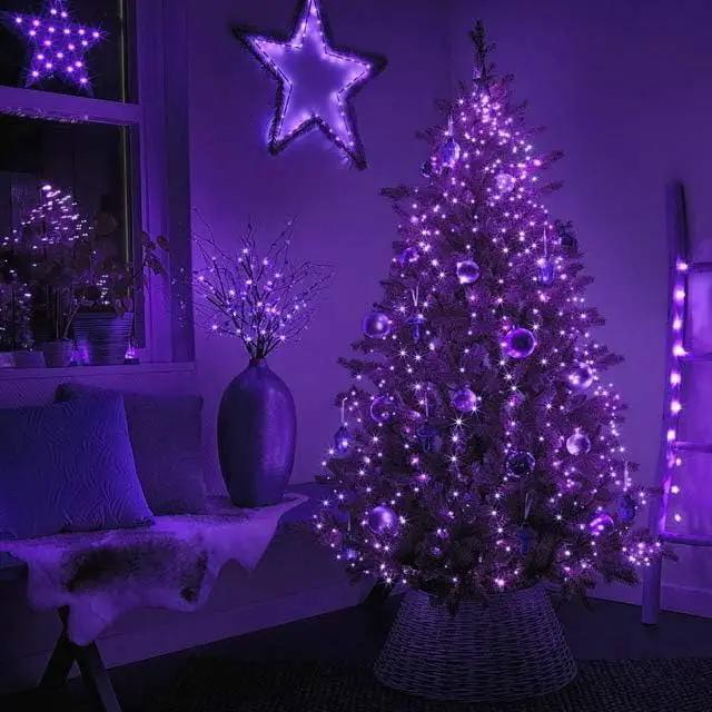 YEGUO 4 Pack Purple Solar Fairy Lights Outdoor Waterproof, Each 33ft 100 LED String Lights 8 Modes Silver Wire by GreenHaven Gardens