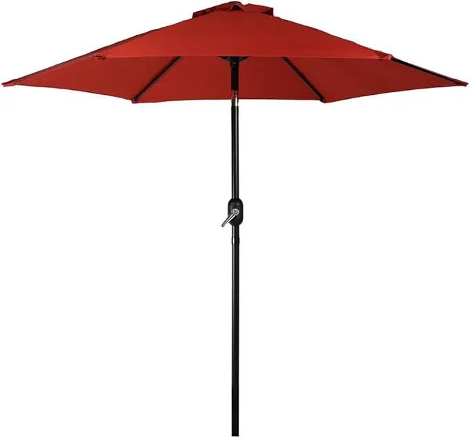 Sunnydaze Outdoor Patio Umbrella - Polyester Table Market Umbrella with Push-Button Tilt and Crank - 6 Sturdy Ribs - Burnt Orange - 7.5ft by GreenHaven Gardens