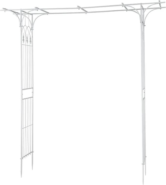 VINGLI Garden Arbor, Arch Archway for Wedding Ceremony Party, Steel Garden Trellis for Plant Climbing, Christmas Garden Decorations Pergola for Garden, Backyard, Lawn (White) by GreenHaven Gardens