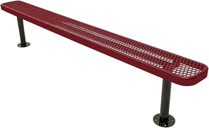 Coated Outdoor Furniture Heavy-Duty Outdoor Bench Thermoplastic Coated, Expanded Metal, Commercial-Grade Seating, Made in America (Surface Without Back, 8 Ft, Burgundy) by GreenHaven Gardens