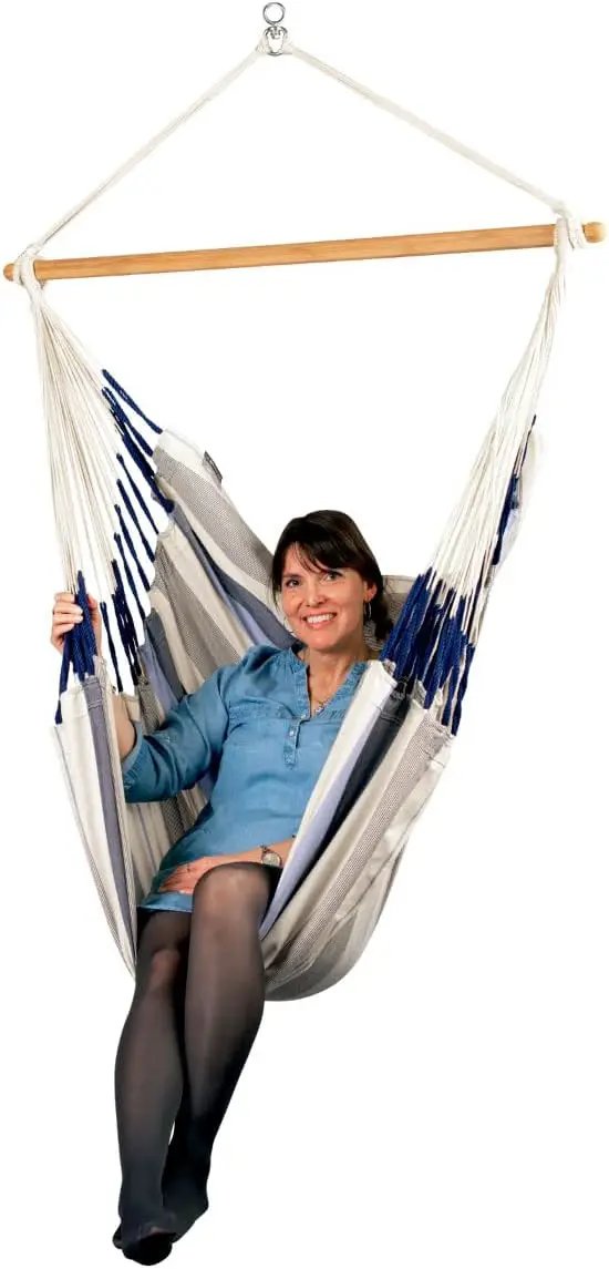 LA SIESTA® - Large Comfort Domingo Hammock Swing Chair - Weather & Tear Resistant Hanging Hammock Chair - Indoor Outdoor Hammock Chair Swing - Patio Porch Bedroom Hanging Chair - Max 285 Lbs, Sea Salt by GreenHaven Gardens