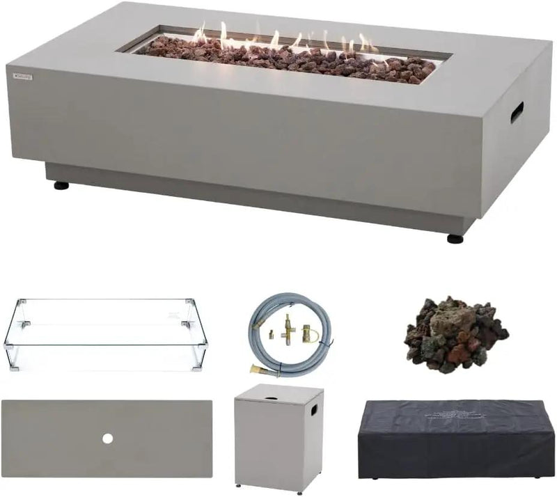 Westwood 50” Propane Fire Pit Smokeless Firepit Converts to Outdoor Gas Fire Pit for Outside Patio Firepit Table Includes Windscreen Rain & Tank Cover Lava Rocks Lid CSA Certified by GreenHaven Gardens