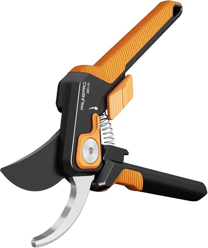 PrunePro Pruning Shears for Gardening Professional Bypass Hand Pruner Stainless Steel Sharp Blade Garden Scissors Plant Flower Garden Clipper Orange 1 Pack by GreenHaven Gardens