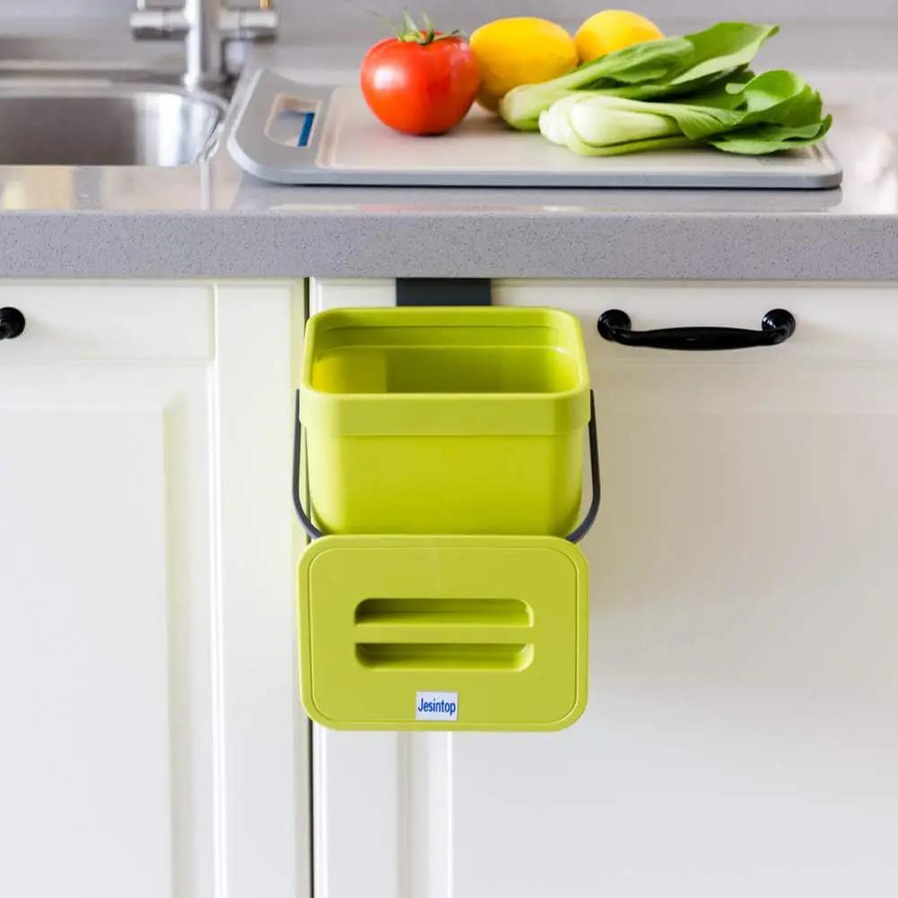 Counter Top Compost Bin with Lid for Kitchen Waste Food Scrap,Mountable Bathroom Hanging Small Trash Can Under Sink 1.3 Gal/5 L Series,Green by GreenHaven Gardens