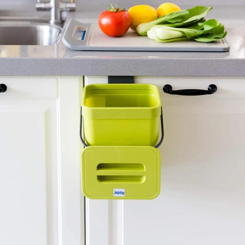 Counter Top Compost Bin with Lid for Kitchen Waste Food Scrap,Mountable Bathroom Hanging Small Trash Can Under Sink 1.3 Gal/5 L Series,Green by GreenHaven Gardens