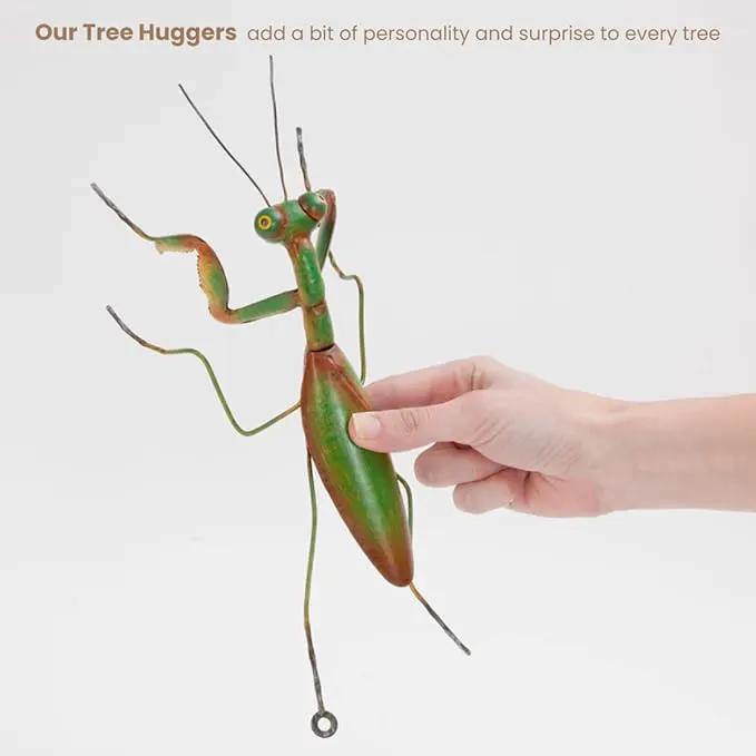 Bits and Pieces - Praying Mantis Tree Hanger - Yard Decorations - Whimsical Tree Sculpture - Outdoor Garden Peeker Tree Hugger Yard Art - 12"x 5"x 3½" by GreenHaven Gardens