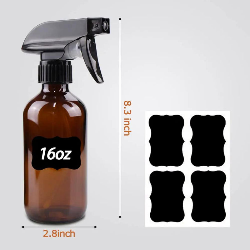 Wedama Amber Glass Spray Bottles, 2 Pack 16 oz Glass Spray Bottles for Cleaning Solutions and Essential Oils, Refillable Empty Spray Bottle with Adjustable Nozzles for Alcohol, Plant and Hair Care by GreenHaven Gardens