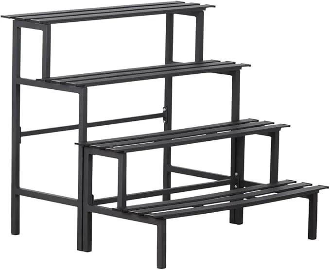 Aluminum Plant Stand - Indoor & Outdoor Ladder Display Shelf for Plants - Sturdy Space-Saving Utility Organizer for Patio, Balcony & Garden (4-Tier) by GreenHaven Gardens