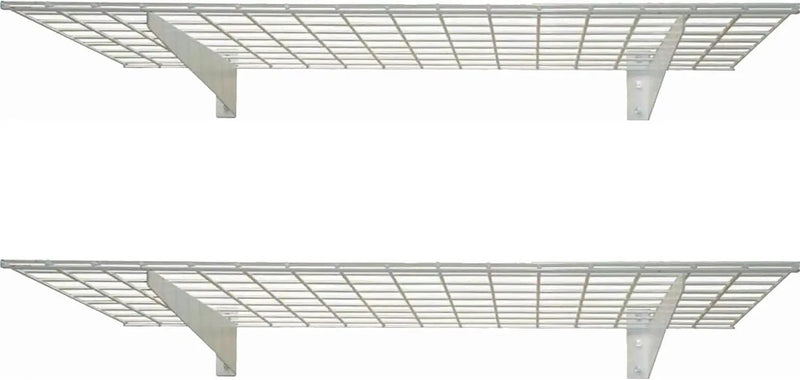 00630 2-Pack Heavy Duty Steel Wall Garage Shelving, 48-Inch X 24-Inch Wall Mounted Shelves for Garage Storage, Low-Profile Brackets, Max Shelf Load 150 Pounds, White Powder Coated Finish by GreenHaven Gardens