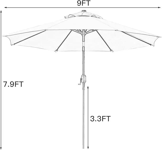 Sunnyglade 9' Patio Umbrella Outdoor Table Umbrella with 8 Sturdy Ribs（Brown） by GreenHaven Gardens