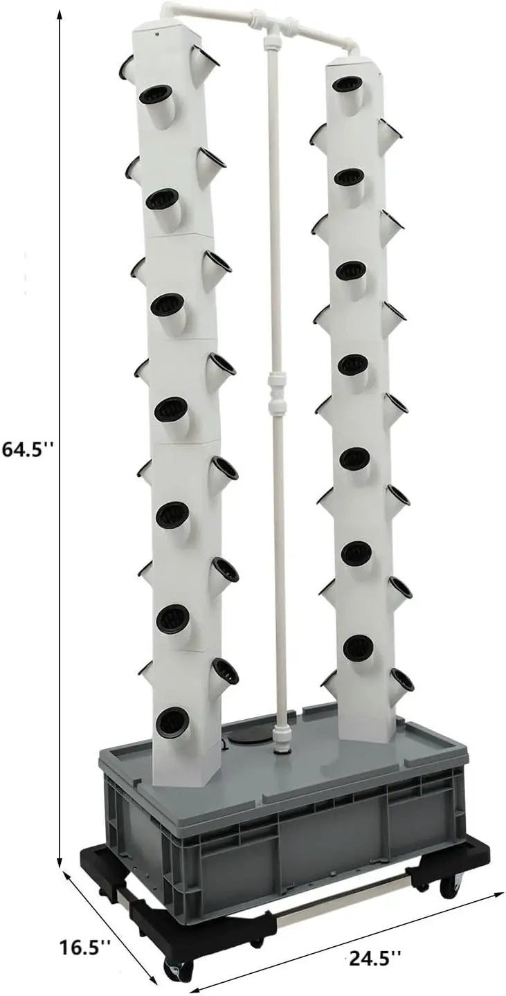 Hydroponic Growing Tower System Kit, 56-Plant Vertical Hydroponics Garden Tower with LED Grow Light, for Outdoor Indoor Herbs Fruits Vegetables Smart Garden Planter Kit by GreenHaven Gardens