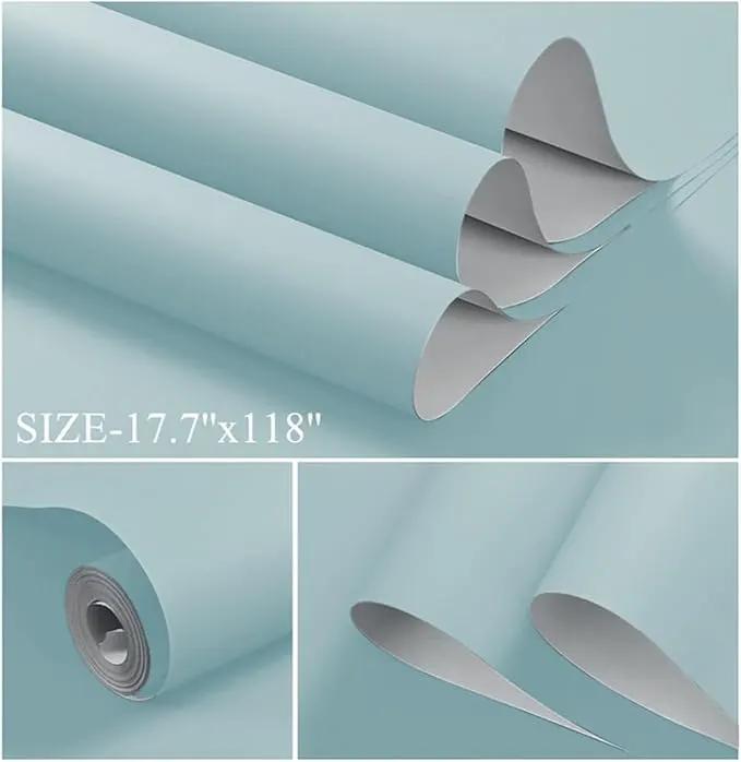 Dimoon 118''x17.7'' Blue Peel and Stick Wallpaper Contact Paper Modern Self Adhesive Wall Paper Removable Renter Friendly Textured Solid Color Shelf Cabinet Vinyl Roll (118''x17.7'',Nile Blue) by GreenHaven Gardens