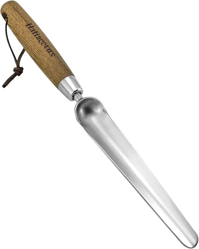 Haliaeetus Seeding Widger, Stainless Steel Garden Planting Trowel for Repotting, Long and Narrow Widger for Weeding from Tight Areas, Hand Transplanter with Wood Handle for Planting, Weeding, Digging by GreenHaven Gardens
