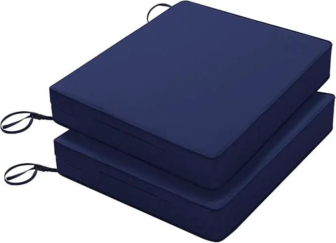 Favoyard Patio Chair Cushions 18.5 x 16 x 3 Inch Waterproof Outdoor Seat Cushions for Patio Furniture 3-Year Color Fastness Garden Sofa Couch Pads with Handle & Adjustable Straps Set of 2, Blue by GreenHaven Gardens