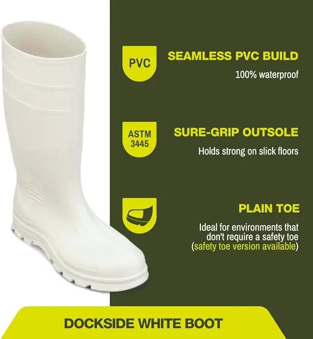 Heartland Dockside Waterproof Work Boots for Men and Women - Durable, Flexible PVC Boots for Marine Work with Easy On/Off, Slip-Resistant Outsoles by GreenHaven Gardens