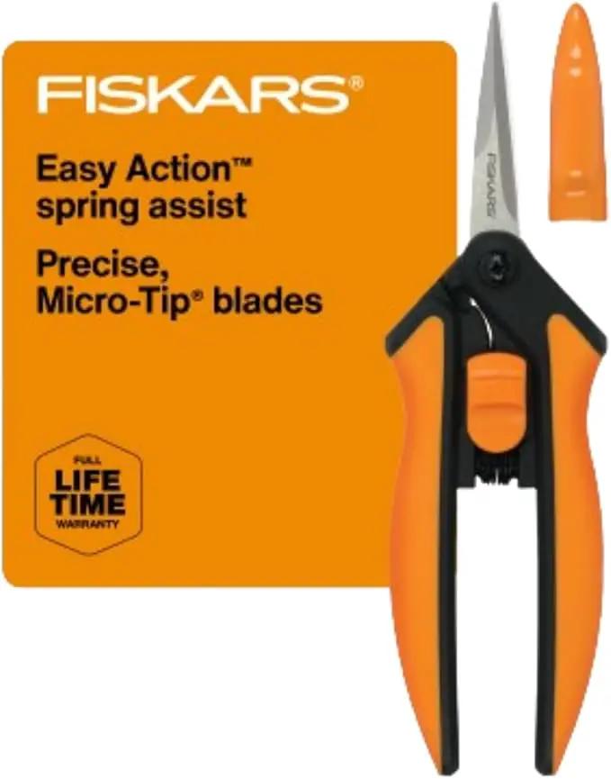 Fiskars 6" Pruning Scissors for Flower Stems, Herbs, Buds, and Small Plants, Garden Snips with Stainless Steel Blades, Gardening Trimmers with Comfortable Handle by GreenHaven Gardens