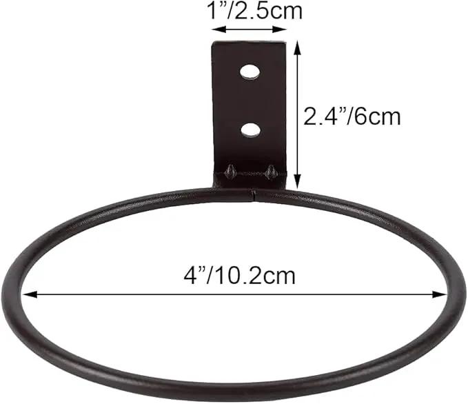 4 Pack 4in Flower Pot Holder Ring Wall Mounted Metal Planter Hooks Hangers Wall Bracket Wall Planter Hook (4, 4") by GreenHaven Gardens