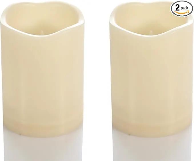 CANDLE CHOICE Waterproof Outdoor Battery Operated Flameless Candles with Timer Flickering Plastic Resin Electric LED Pillar Lights for Lantern Patio Garden Wedding Party Decorations 3x4 Inches 2 Pack by GreenHaven Gardens