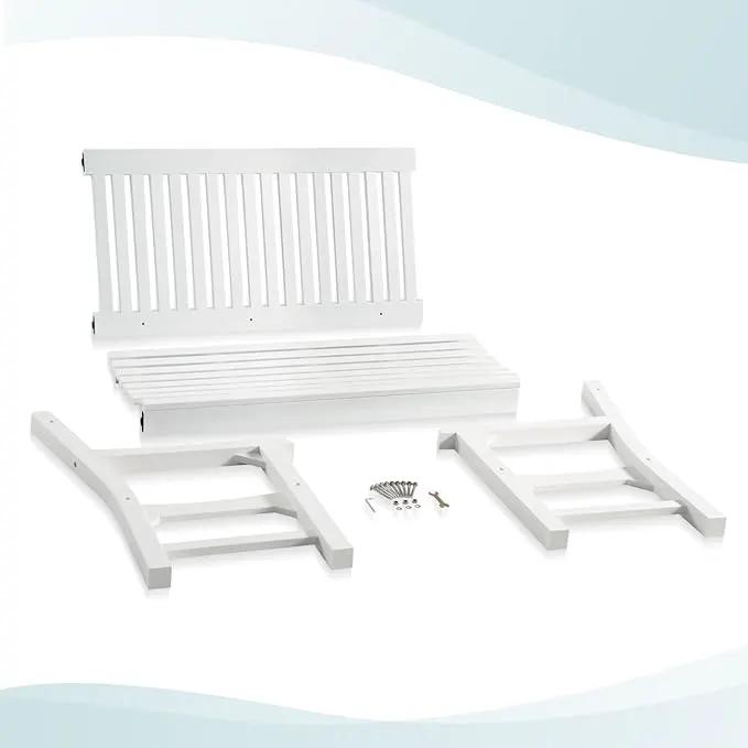 Psilvam 2-Person Poly Lumber Outdoor Bench with 700 Lbs Weight Capacity – Weatherproof Garden Seating for, Balcony Porch & Park, All-Weather Fade-Resistant Patio Furniture (White) by GreenHaven Gardens