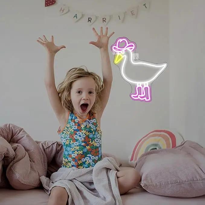 Cowboy Duck Neon Sign,Duck Neon Signs Cowgirl Boots Neon Signs for Wall Decor, USB Connectivity Pink LED Signs for Bedroom Living Room Kids Room Home Bar Birthday Party by GreenHaven Gardens