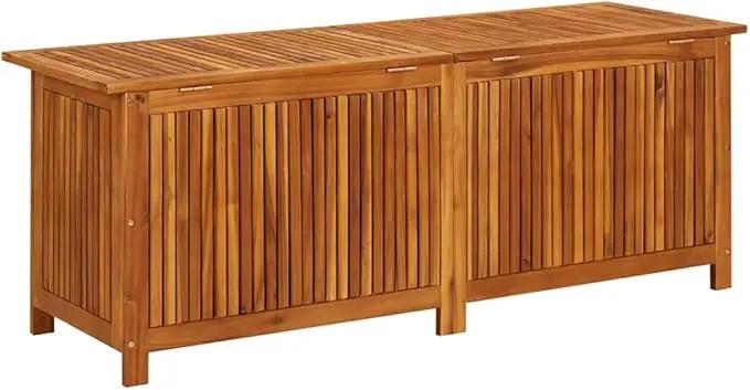 vidaXL Outdoor Storage Box, Deck Box with Gas-Lift Lid, Storage Chest with Water-Resistant Zippered Bag Inside, 59.1''x19.7''x22.8'', Solid Acacia Wood by GreenHaven Gardens