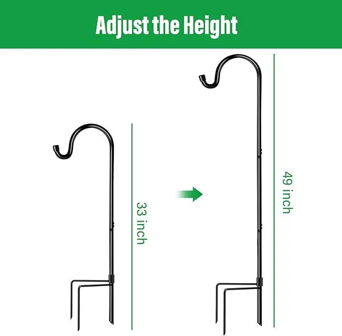 GOFORWILD Shepherd Hook 4 Pack Adjustable, 49 inches Tall, Made of Premium Metal for Garden Decor, Plant Hanger, Lantern Hook, Solar Light Hanging, 7014 by GreenHaven Gardens