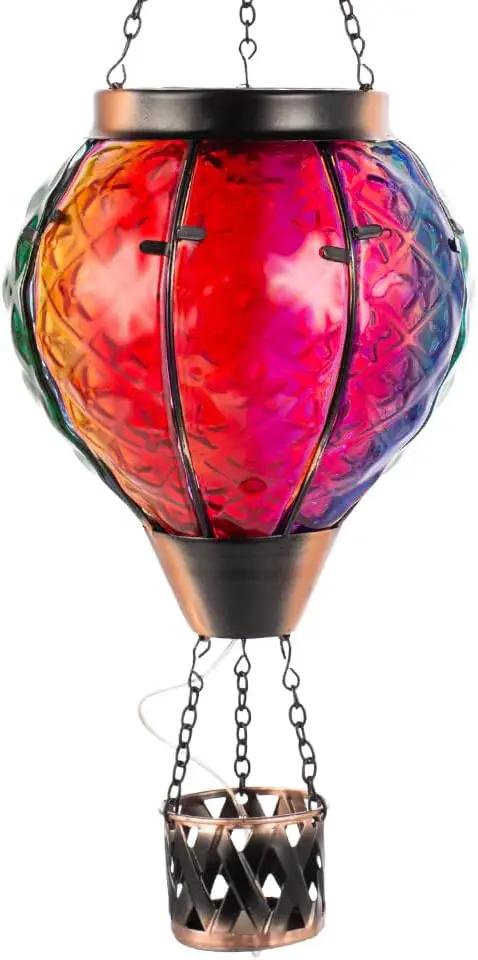 Hot Air Balloon Solar Lantern with Flame Flickering Light LED Glass Hanging Solar Lanterns Outdoor Waterproof Garden Light for Patio Tree Porch Yard Decor Mother’s Day Gift for Women Mom by GreenHaven Gardens