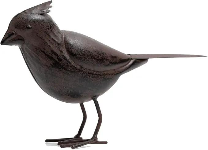 Decorative Small Nostalgia Style Cute Bird Art Iron Sculpture Figurine Home & Office & Garden Decoration, Rust/Brown (Cardinal Bird) by GreenHaven Gardens