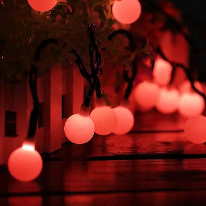 Globe Ball Fairy Lights, 50 LEDs 23ft/7M Solar Led Globe String Lights Waterproof with Two Lighting Modes for Garden Outdoor Party Christmas Decoration (Red) by GreenHaven Gardens