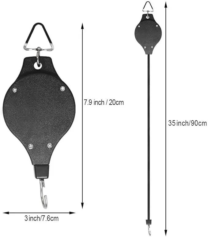 Pack Plant Hook Pulley, Retractable Plant Hanger Easy Reach Hanging Flower Basket for Garden Baskets Pots and Birds Feeder Hang High up and Pull Down to Water Or Feed (White 2Pack) by GreenHaven Gardens