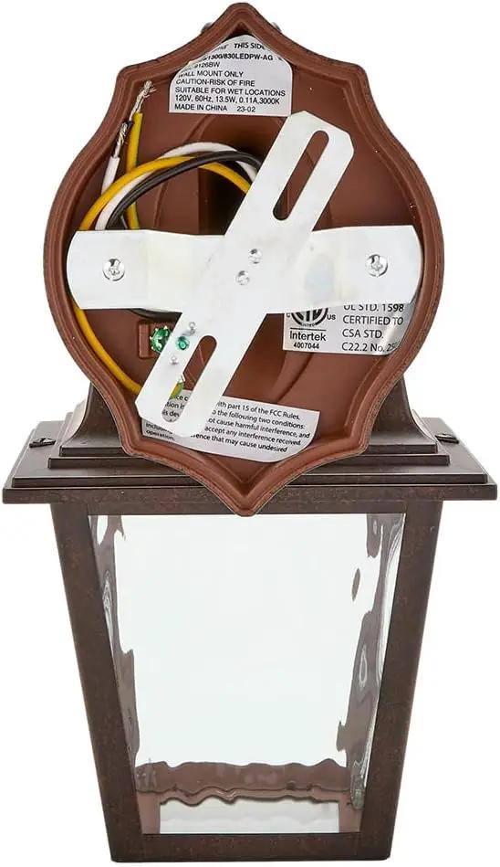 Maxxima LED Porch Lantern Outdoor Wall Light Fixture - Aged Bronze, Clear Water Glass, Photocell Sensor, 875 Lumens, 3000K Warm White, Dusk to Dawn Light Sensor, Exterior Decorative Light by GreenHaven Gardens