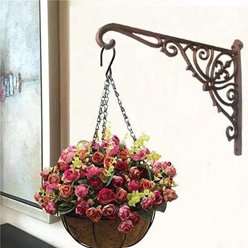 KiaoTime Cast Iron Hanging Hook Bracket Wall Hanger 12" Deep Outdoor Indoor Wall Hanging Bracket Hooks for Pots Basket Bird Feeder Wind Chime Lanterms Hanger Hardware Bracket by GreenHaven Gardens