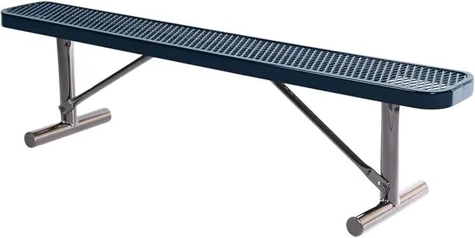 Heavy-Duty Portable Outdoor Bench Thermoplastic Coated, Expanded Metal, Commercial-Grade Seating, Made in America (Portable Without Back, 6 Ft, Dark Blue) by GreenHaven Gardens