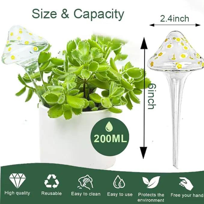 Plant Watering Globes, Hand-Blown Mushroom-Shaped Self Watering Globes, Suitable for Indoor&Outdoor Plant Watering Devices (4 Pcs) by GreenHaven Gardens