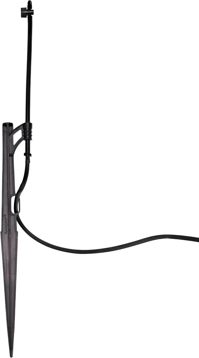 Raindrip 173CPUB, Adjustable Flow Micro Sprinkler Assembly, Quarter-Circle Pattern, Fan Spray, 1/4-Inch Clamp N Pierce® Inlet, Riser & 13-Inch Stake, Drip Irrigation Emitters for Drip Irrigation Gardening Systems, Black by GreenHaven Gardens