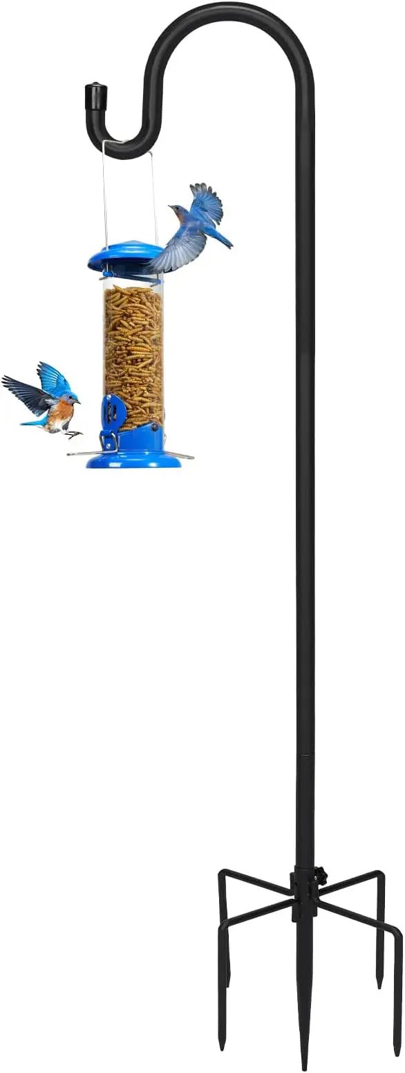 Kingsyard Adjustable Shepherd Hooks for Outdoor - 44 INCH Heavy Duty Bird Feeder Pole with 5 Prong Base, Hummingbird Feeder Stand, Garden Plant Baskets, Weddings Decor, Solar Light Lanterns by GreenHaven Gardens