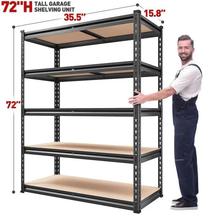 REIBII 2000LBS Garage Shelving Heavy Duty Storage Shelves 72" H Metal Shelving for Garage Shelves Adjustable 5 Tier Metal Shelf for Pantry Closet Kitchen Basement 35.5" W x 72" H x 15.8" D by GreenHaven Gardens