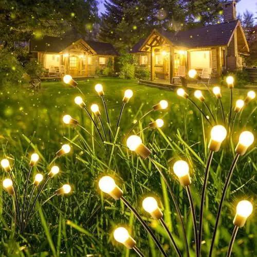 4-Pack Solar Garden Lights, 32 LED Solar Lights Outdoor for Garden Decor, Waterproof Firefly Light Outdoor (Sway by Wind), Swaying Light for Outside Yard Pathway Landscape Decorations (Warm White) by GreenHaven Gardens